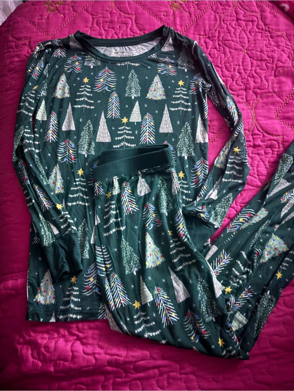Little Sleepies Dark Green Holiday Tree Pajama Set